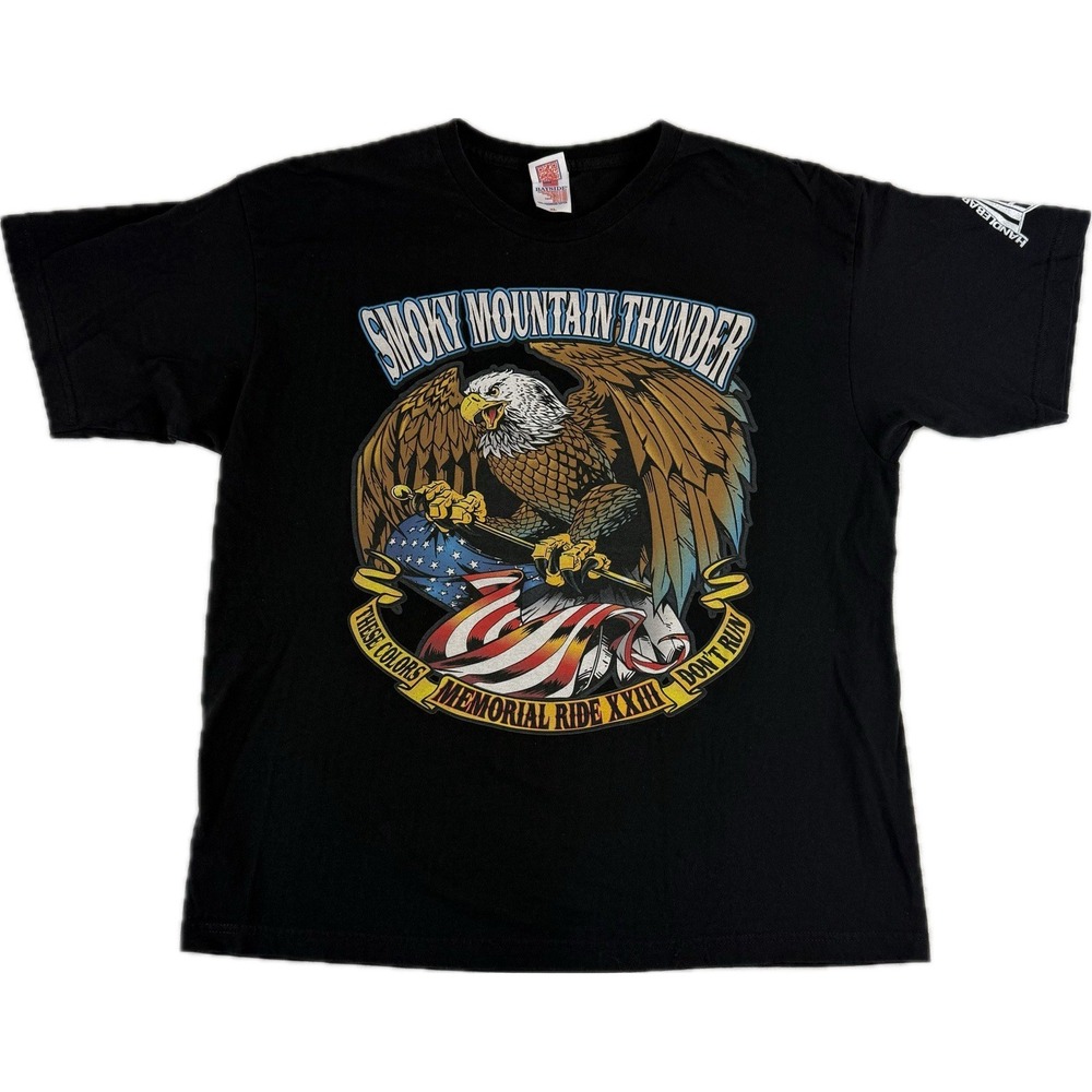 Smoky Mountain Thunder Mens XL Military Memorial Ride T-Shirt Bayside USA XXIII